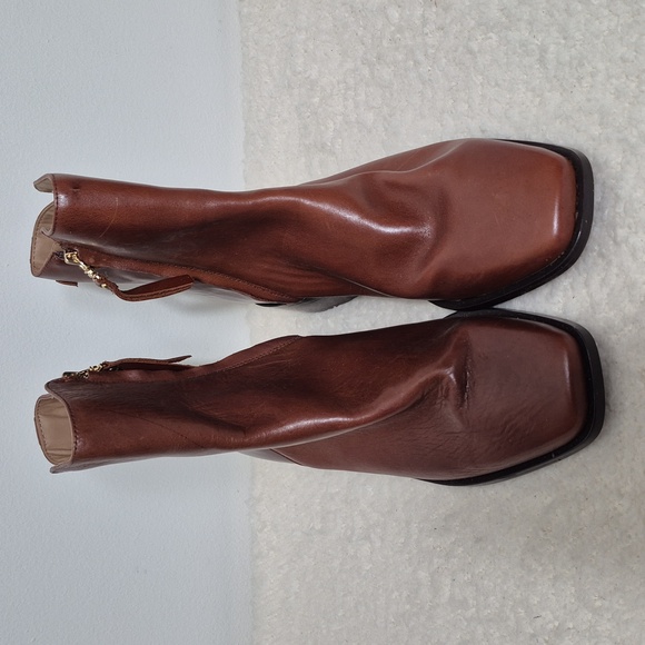 Sam Edelman Thatcher Brown Leather Square Toe Ankle Boot 9M - Picture 2 of 13
